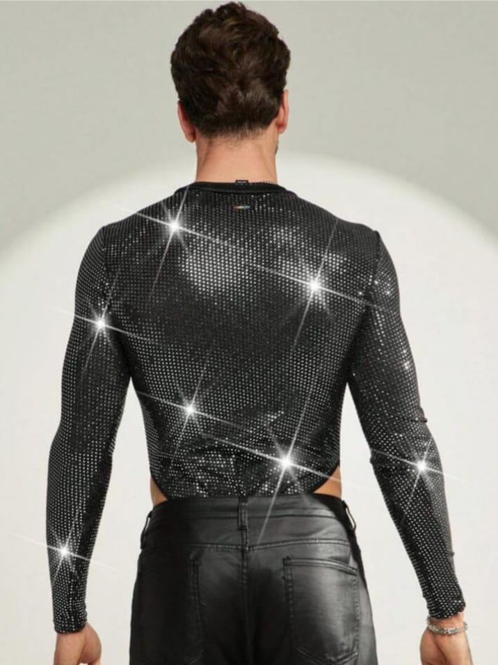 Man's Sequin Long Sleeve Bodysuit